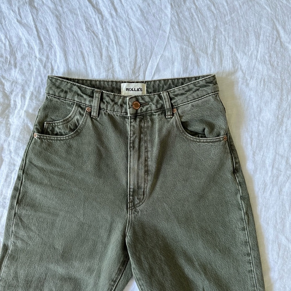 rollas olive green jeans